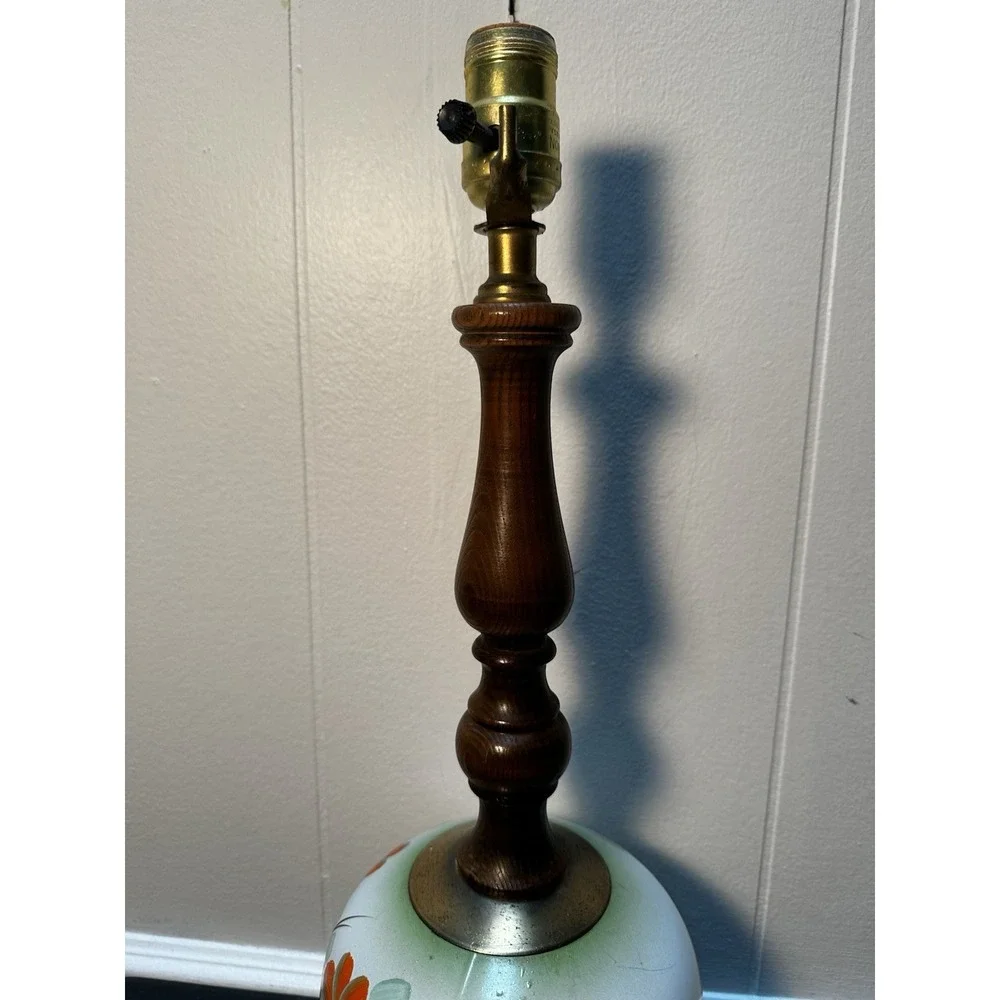 VTG Hand Painted Floral Globe Table Lamp 19